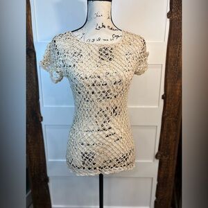 Dandylion White Crochet Lace Top – Elegant Boho Style, No Size Tag